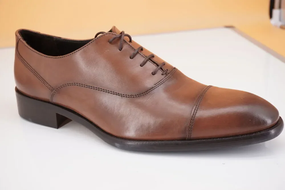 To Boot New York Firenza Men's Brown Leather Cap Toe Oxfords SZ 12 D $395 lace